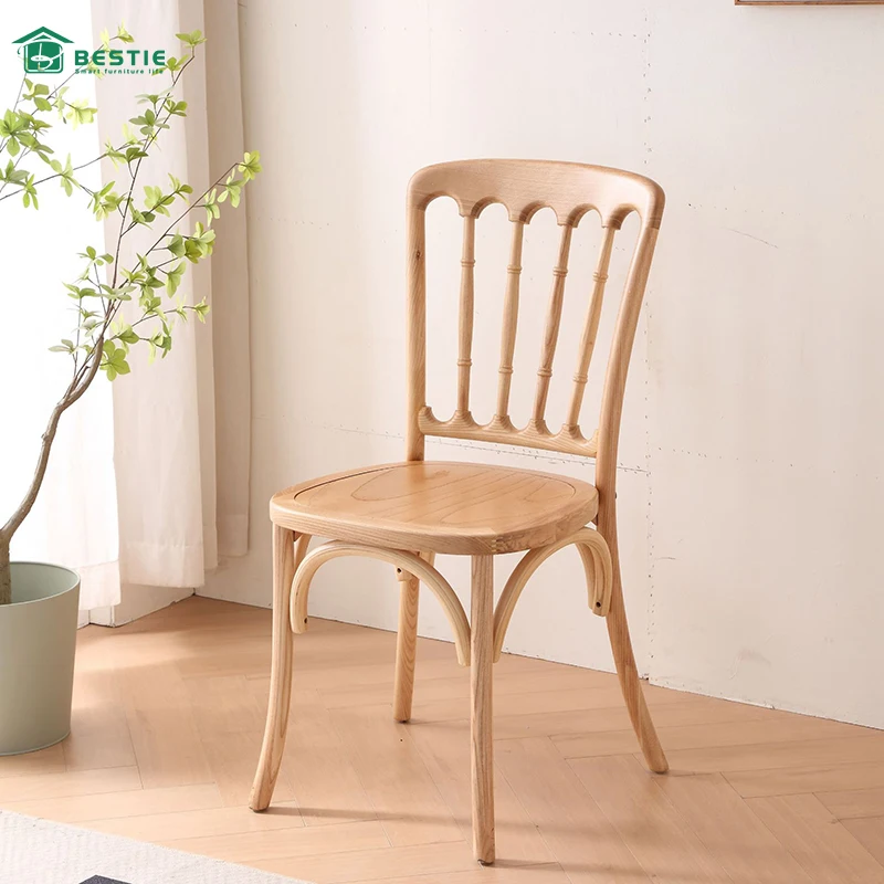 High Quality Stackable Wooden Wedding Banquet Chair Solid Wood Dining Chairs For Events Outdoor chair