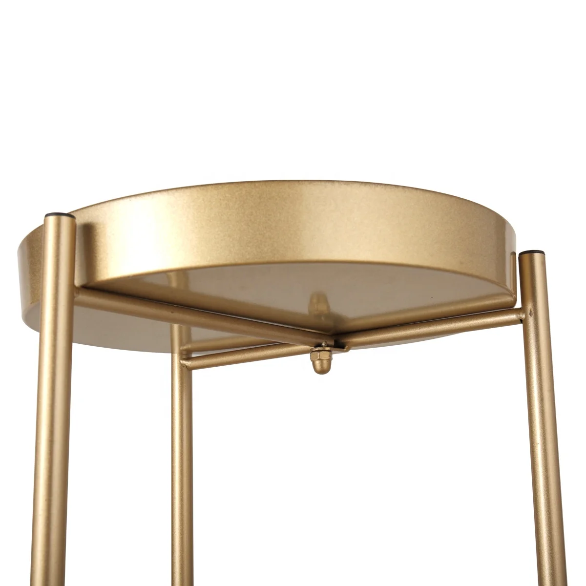 US warehouse Modern Folding Metal 2-Tier Plant Stand with 2 Round Trays for Indoor Outdoor