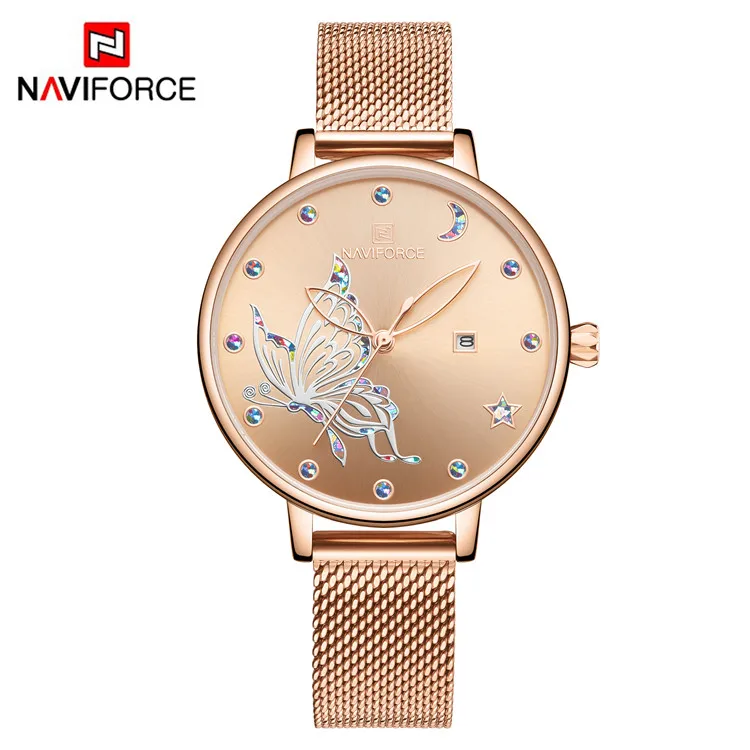 NAVIFORCE 5011 RGRG Sport Watches Women Wrist Butterfly Jewelry Strap Luxury Brand Waterproof Couple Other Diamond Watch reloj