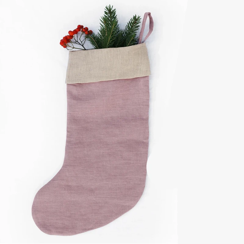 Hot sale decoration linen cotton Christmas socks