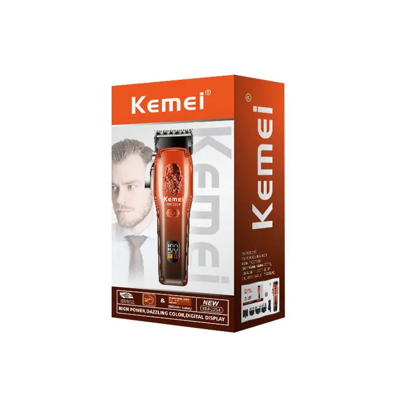 KEMEI KM-2254 Mens 2 Gears Hair Clipper Cord Cordless Hair Trimmers Professional Hair Cutting Machine LCD Display