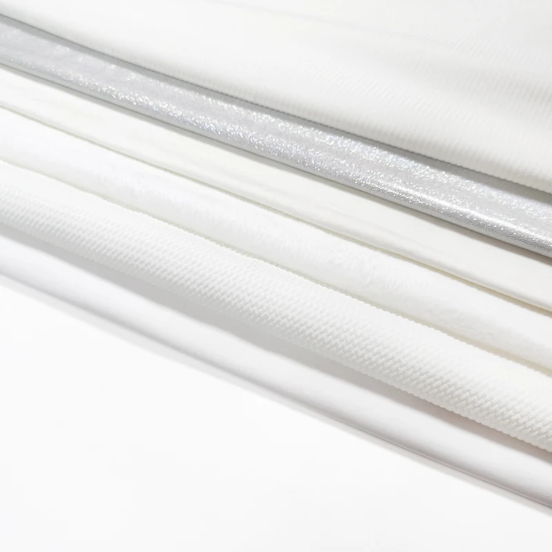 Wholesale custom tr rib fabric no moq solid color cotton fabric white brushed rib fabric for hoodies