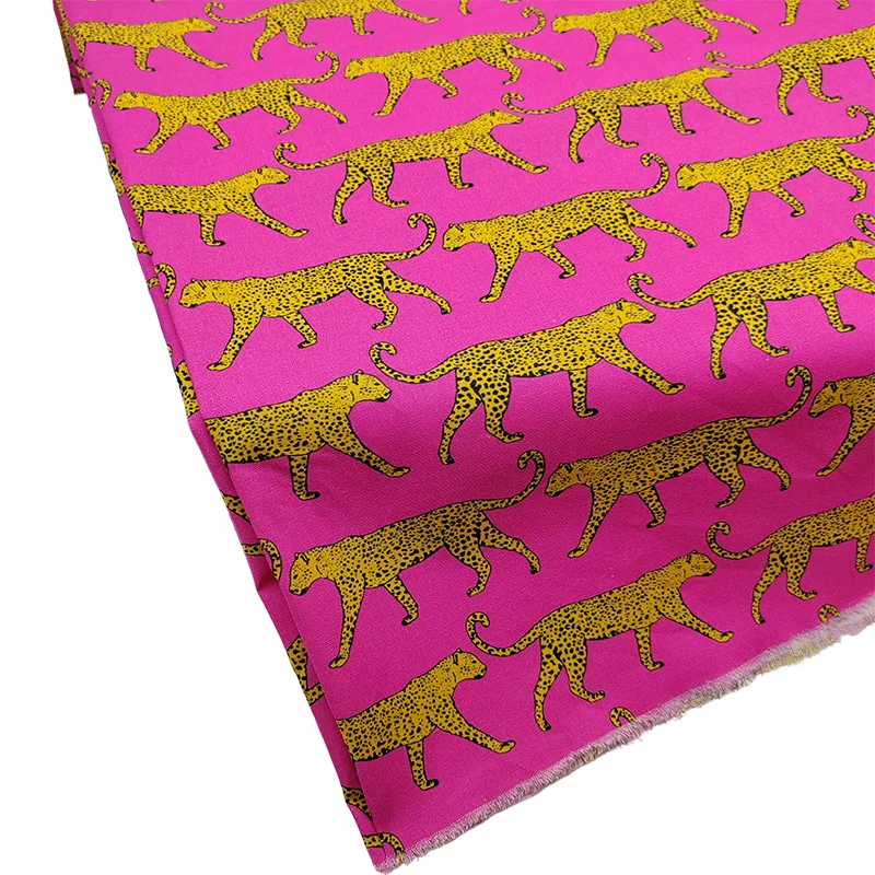Yuhuang New Rose Woven Digital Printing Cloth Sewing Material DIY Clothes/Pillow 100% Cotton Fabric Animal Yellow Leopard