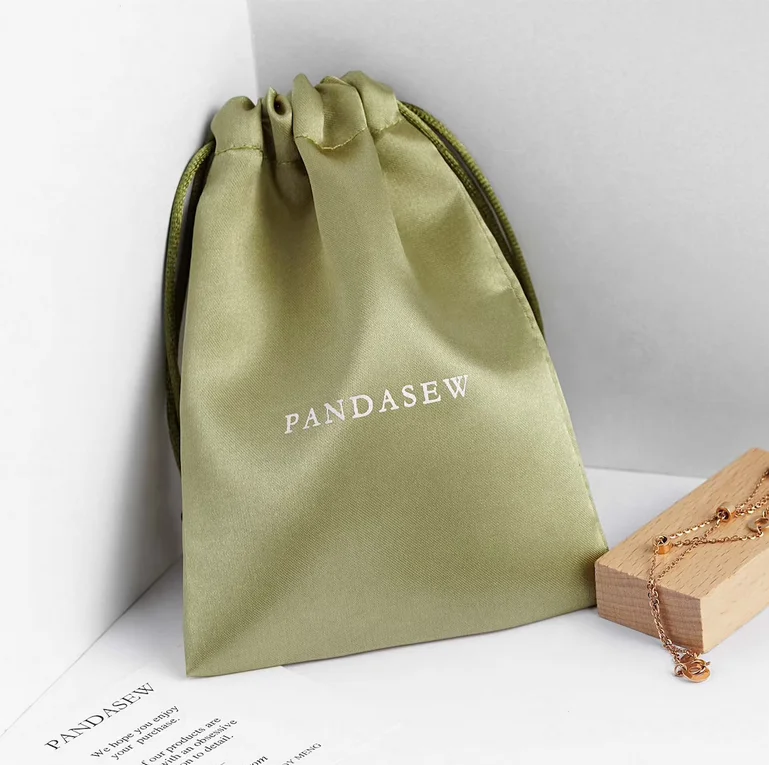 Custom Small Gift Draw String Bag Pouch Large Dust Silk Satin Drawstring Bag With Logo