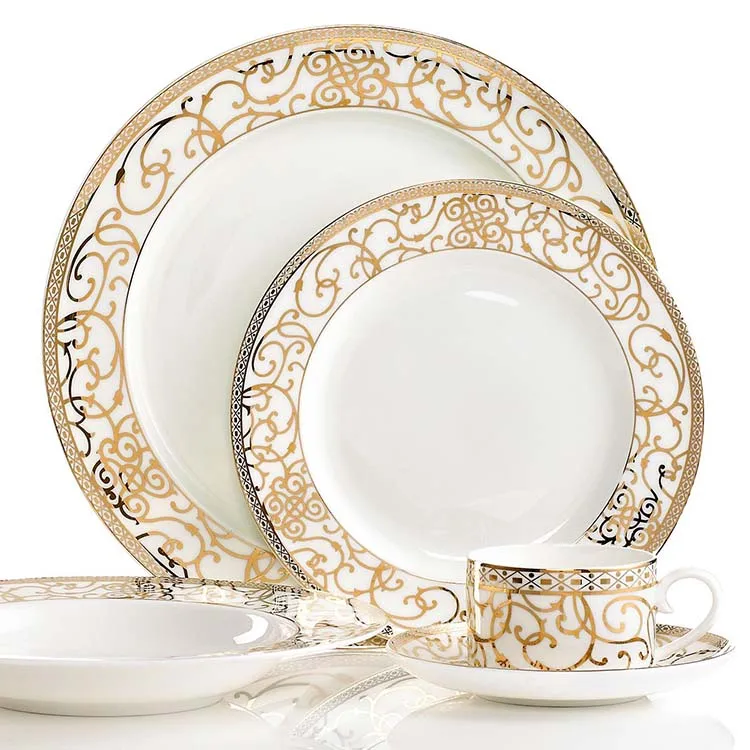 Tangshan Factory High Quality Luxurious Fine Bone Chine Porcelain 5pcs Dinner Set For 1 Person In Brazil