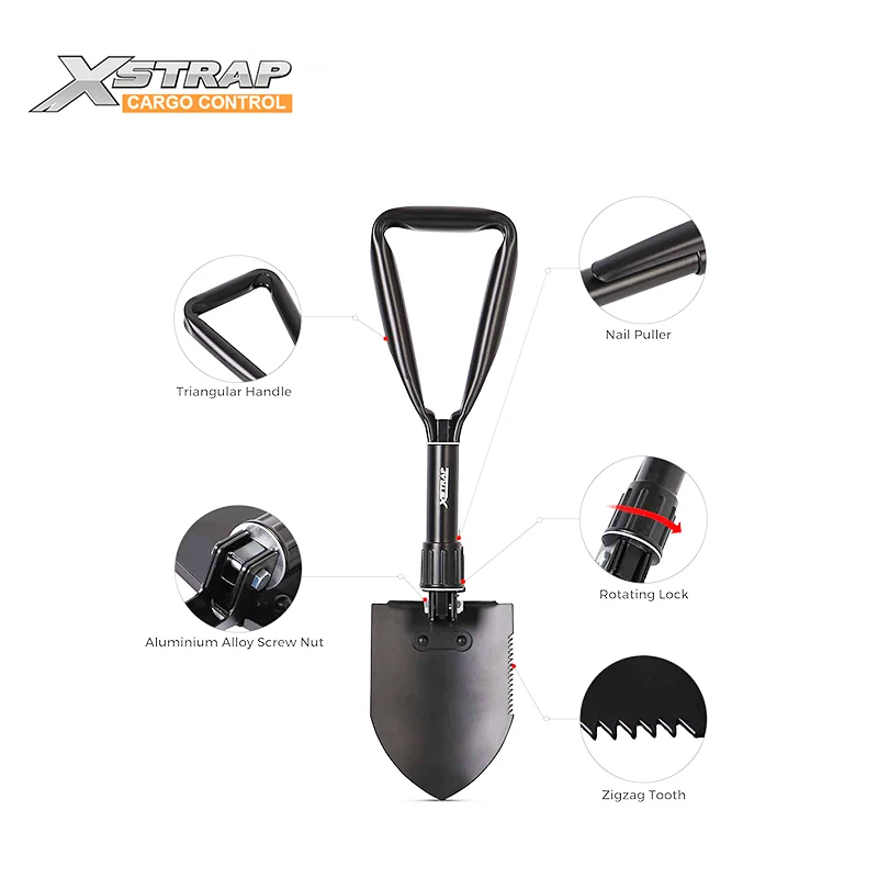 Outdoor Camping Shovel Garden Tool Multi Function 22.84 INCH Folding Snow Shovel Carbon Steel lightweight Trench