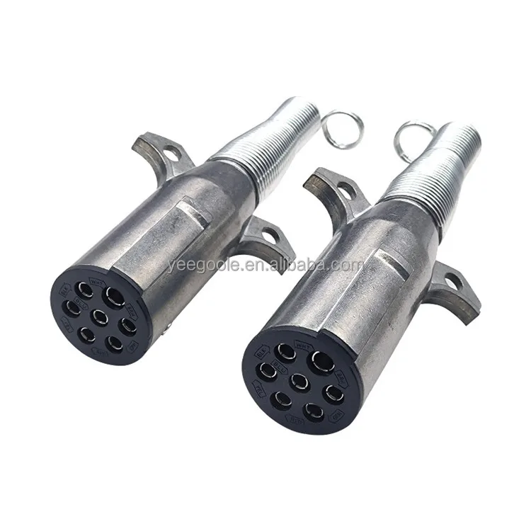 Factory directly 24V 7 Pin Truck Parts 7 Way N style zinc Trailer plug connector with spiral tail Aluminum Tail Light Plug