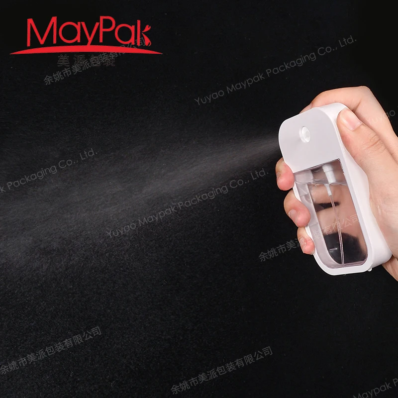 Low MOQ 45ml empty plastic hand sanitizer credit card mist spray bottle with silicone case and keychain