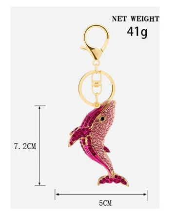 Sparkling dolphin Crystal Rhinestone Keychain Bling kids Metal key chain bag Charm Pendant dolphin keyring Cute Dolphin Keychain