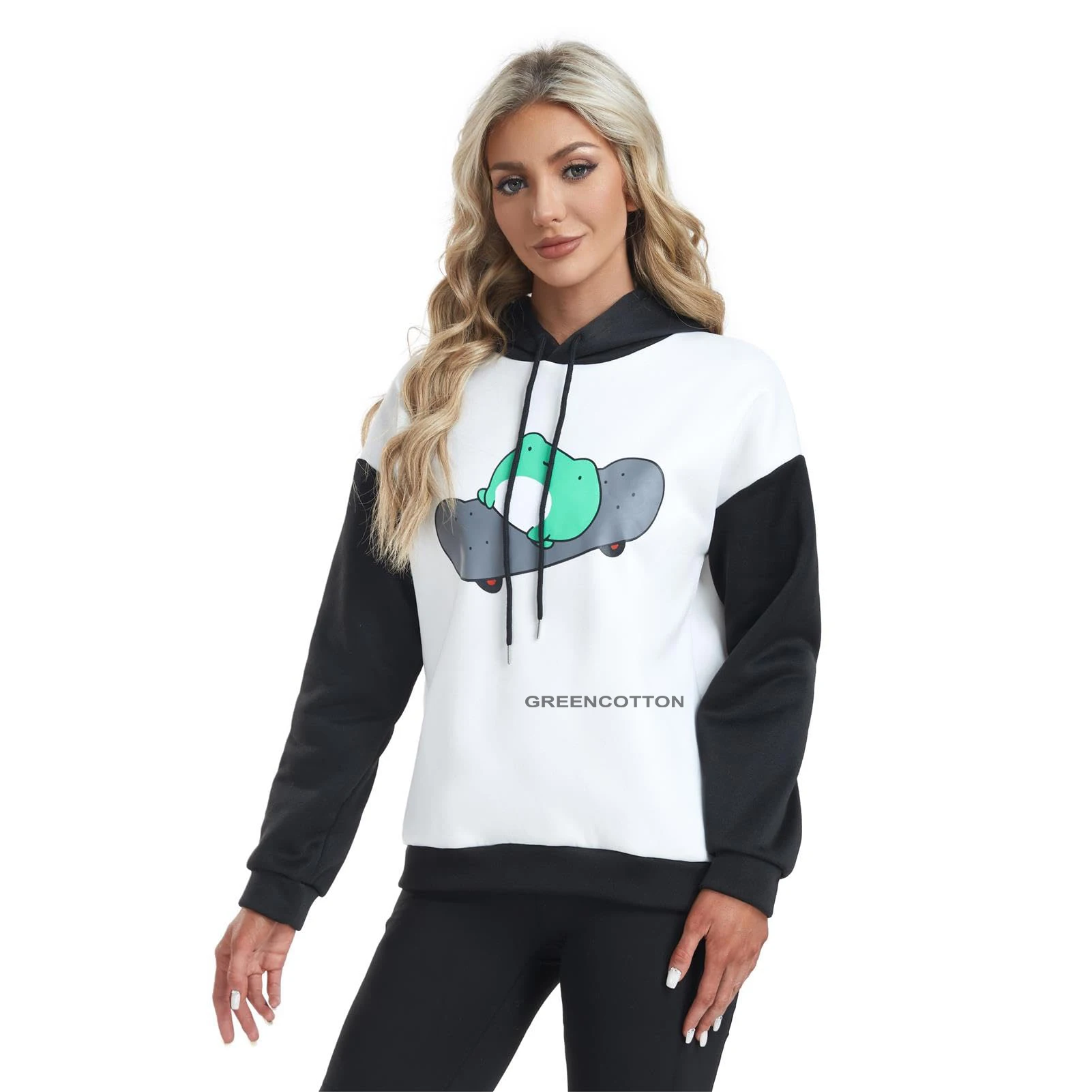 Custom Logo Womens Hoodies 2024 Cute Frog Hoodies Kawaii Pullover Tops Skateboarding Frog Long Sleeve Sweatshirt for Teen Girls