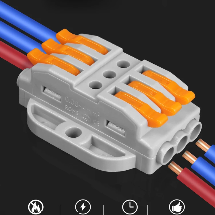 kv223 fixable fast wire connector 3 input 3 output compact push in quick connect terminal