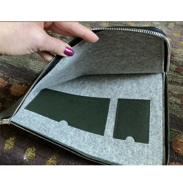 Wholesale Genuine Wool Leather Laptop Sleeve bag Multi-functional Fashion Laptop Folio for MacBook Pro 13 & MacBook Air 13