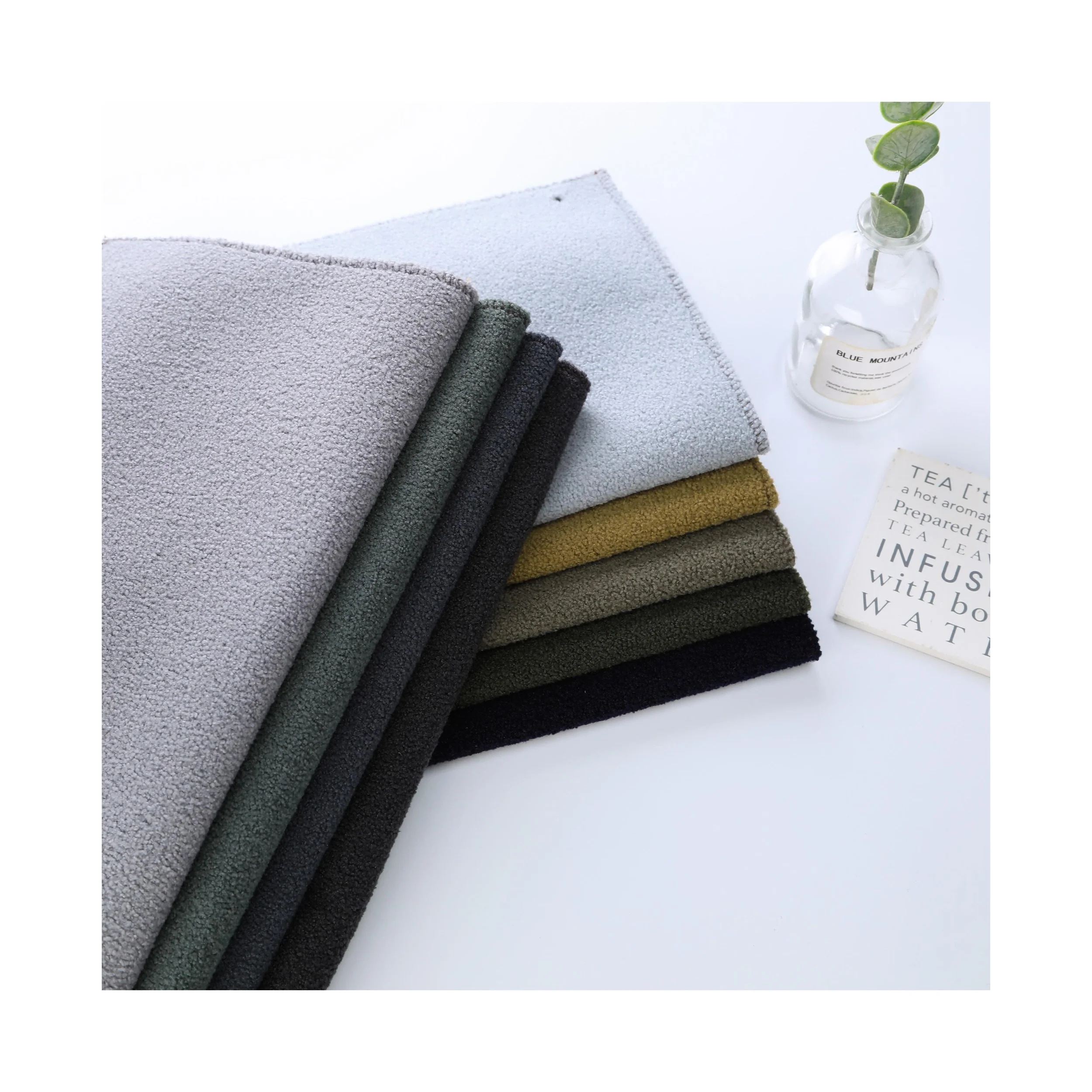 2024 hot selling artificial wool home textile fabric knitted textured 100% polyester upholstery sofa fabric