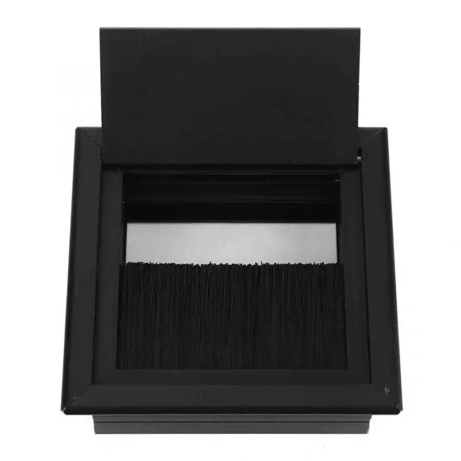 8x8cm Computer Table Desk Rectangle Aluminum Alloy Wire Cable Grommet Hole Cover Outlet Port Line Box With Brush