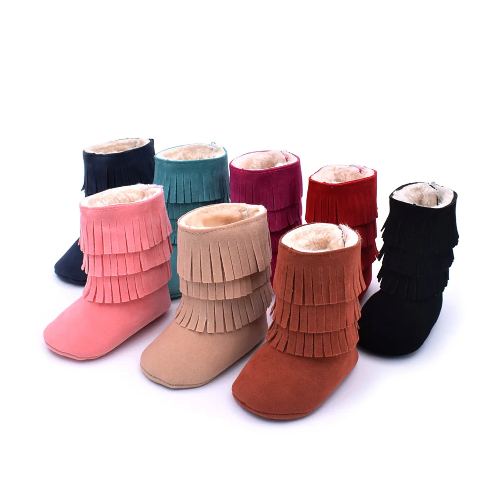 Зимние ботинки, обувь, сохраняющие тепло ботинки для маленьких девочек, модная обувь с плюшевой подкладкой, ботинки для младенцев, обувь для малышей, детские зимние ботинки