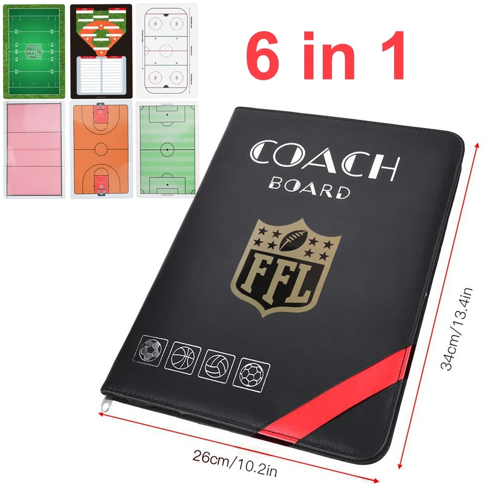 Football Soccer training 6 in 1 coaches tactic board magnetic foldable strategy clipboard coach board with erasable pen