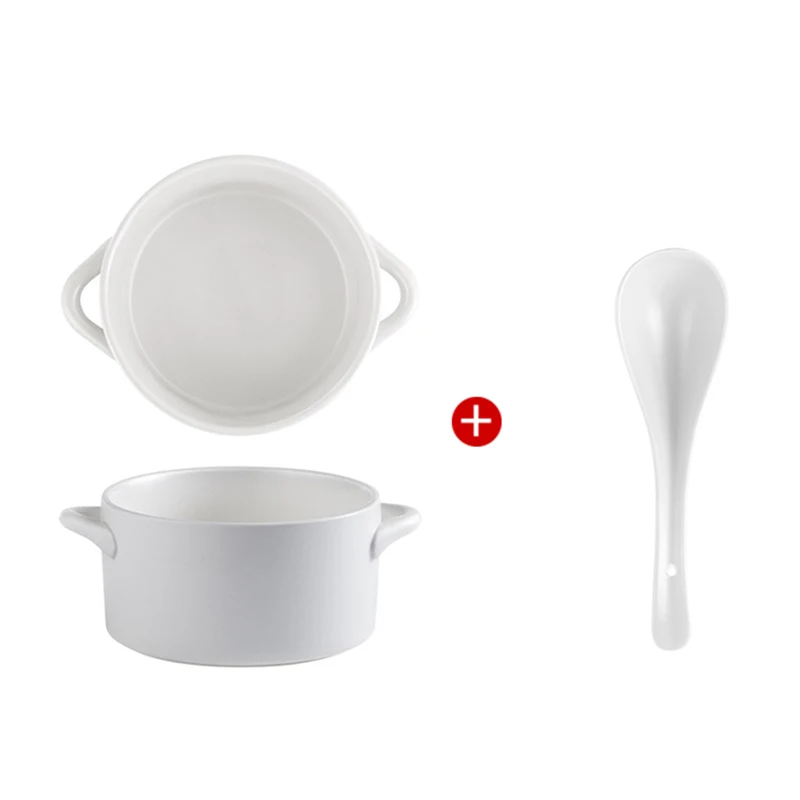 Creative ceramic straight soup pot simple household soup pot soup spoon kitchen hotel tableware set ceramic salad bowl