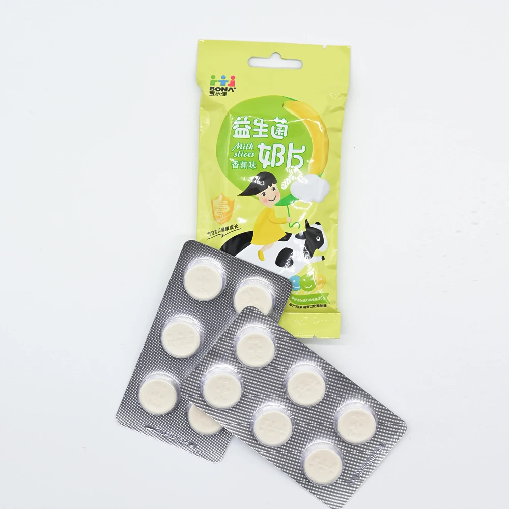 Enhance Immunity Dietary Fiber Food Digestion Milk Fruit Probiotics Banana Chewable Tablets Candy Snacks