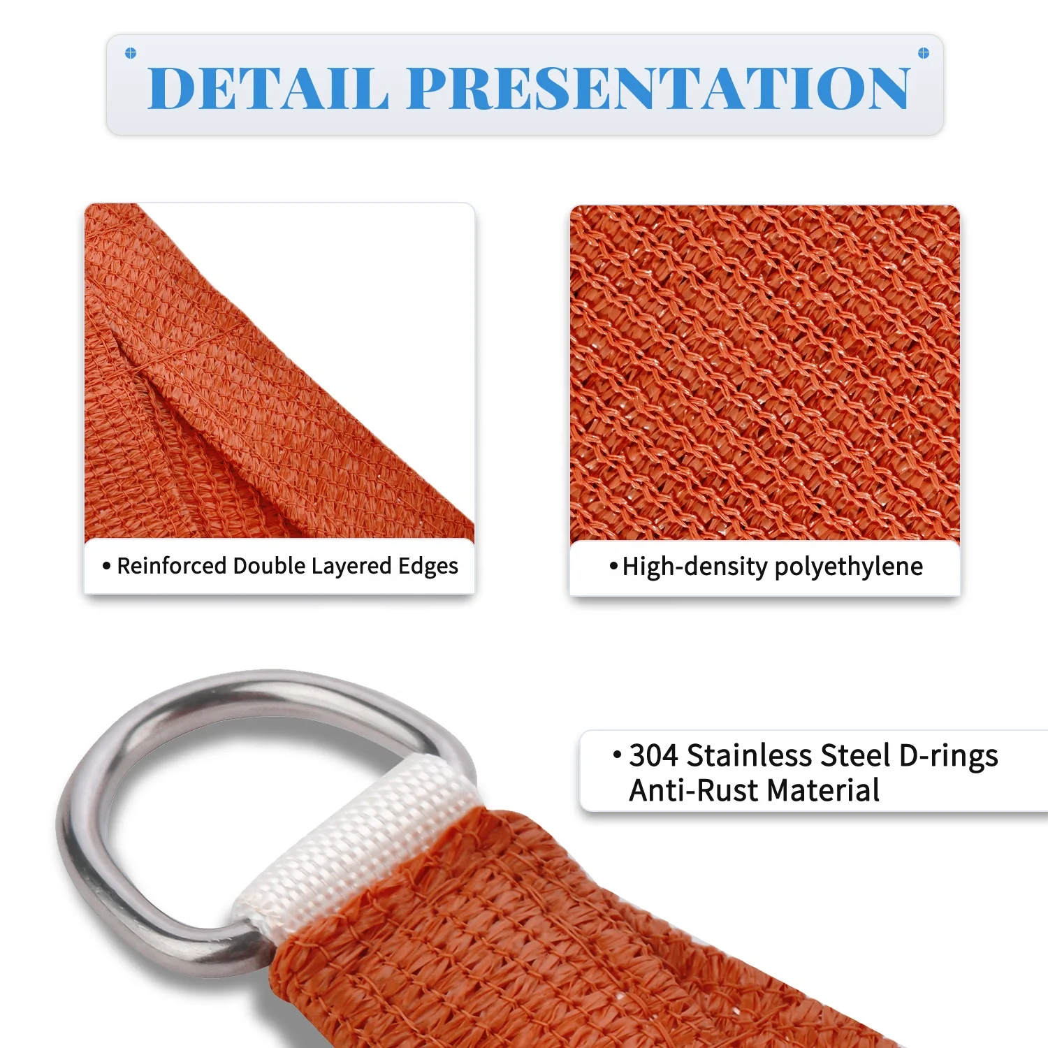 Sanjian 100% HDPE Garden Gazebo Waterproof Sun Shade Sails Awnings