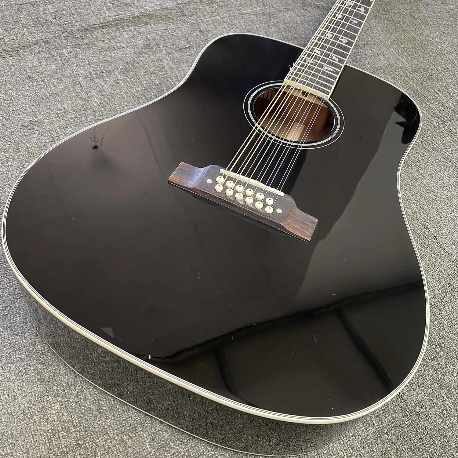 Custom 12 strings acoustic guitar in black painting
