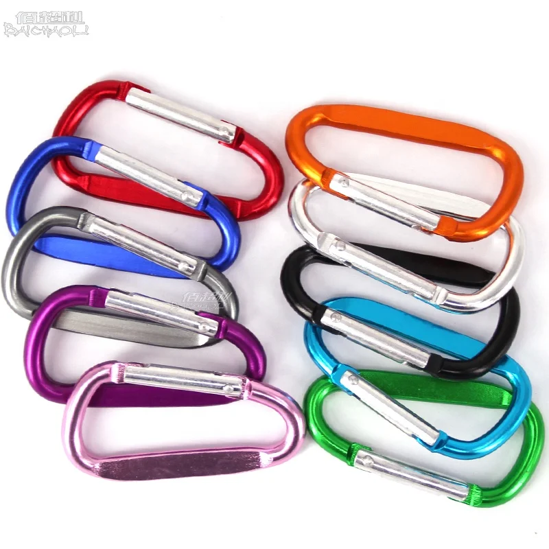 baichao 6# D SHAPED 5.2 60mm*31mm*5.2mm  flat promotional keychains lightweight carabiner Metal hook clip Customizable logo