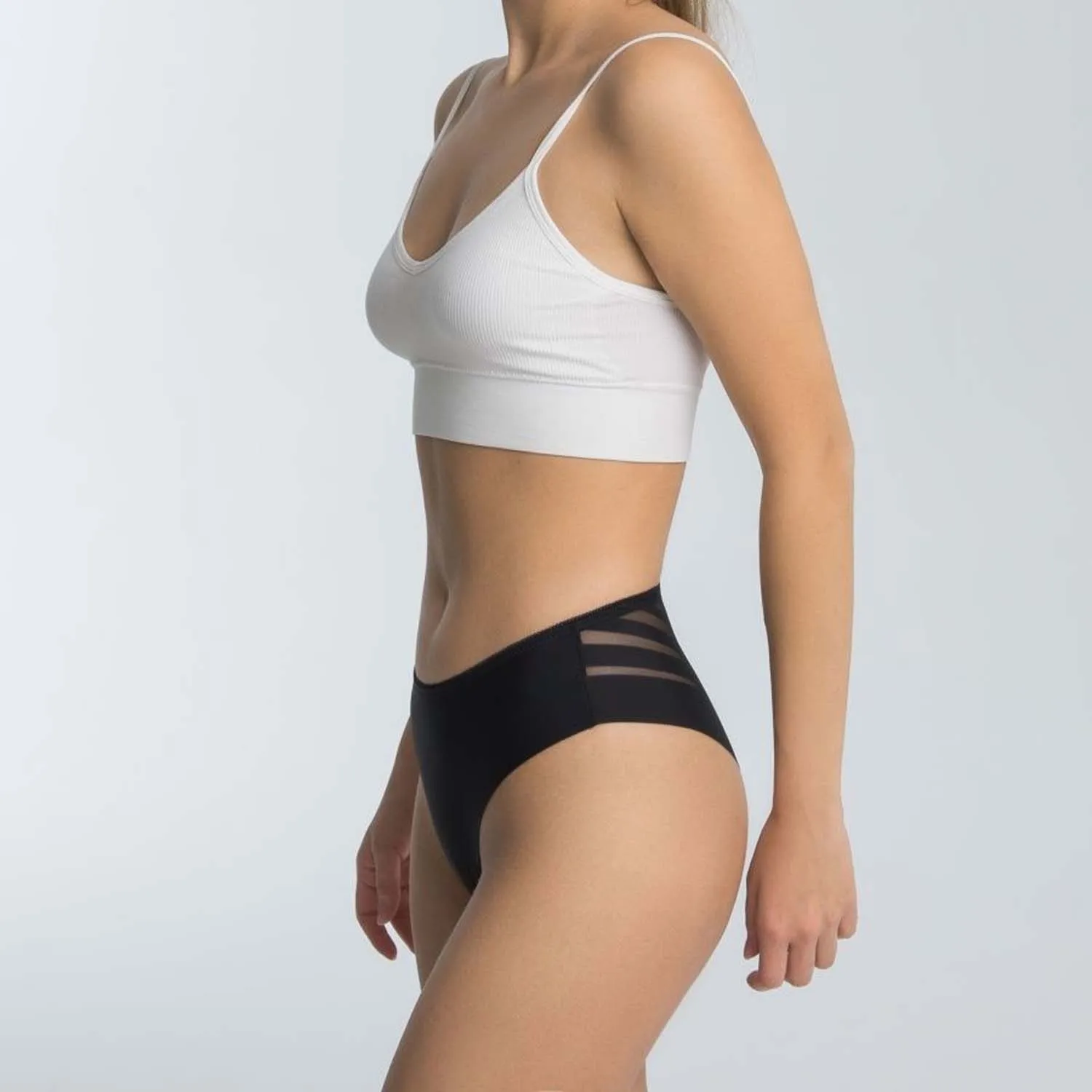 Wholesale Customize Women Sexy Transparent Thongs With Mesh Strips Brazilian Thongs Panties