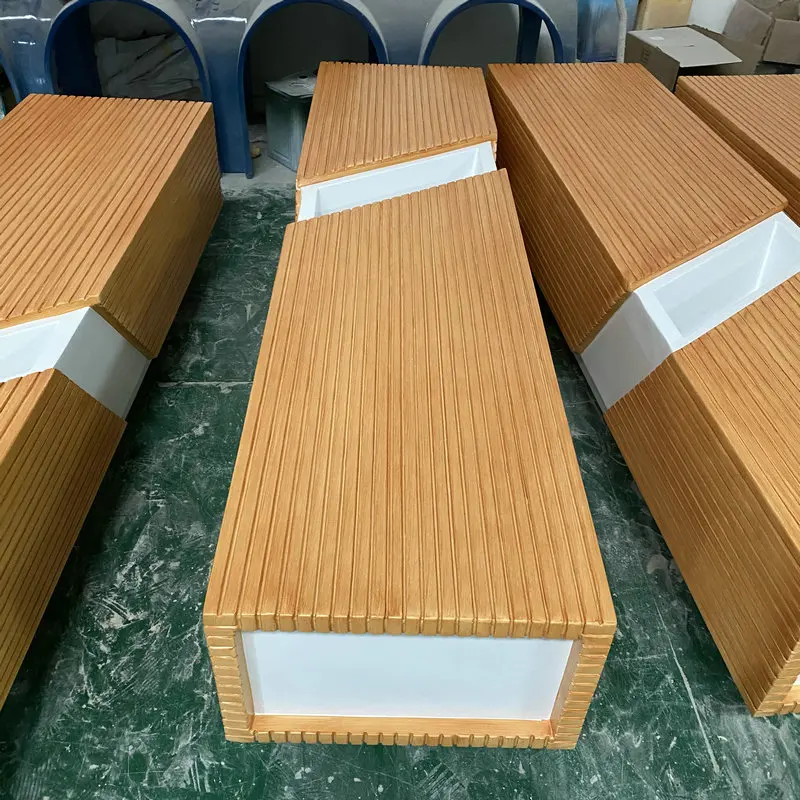 Y061 Wooden Long bench art decor flower pot chair modern patio beauty salon air port recliner public leisure waiting chairs