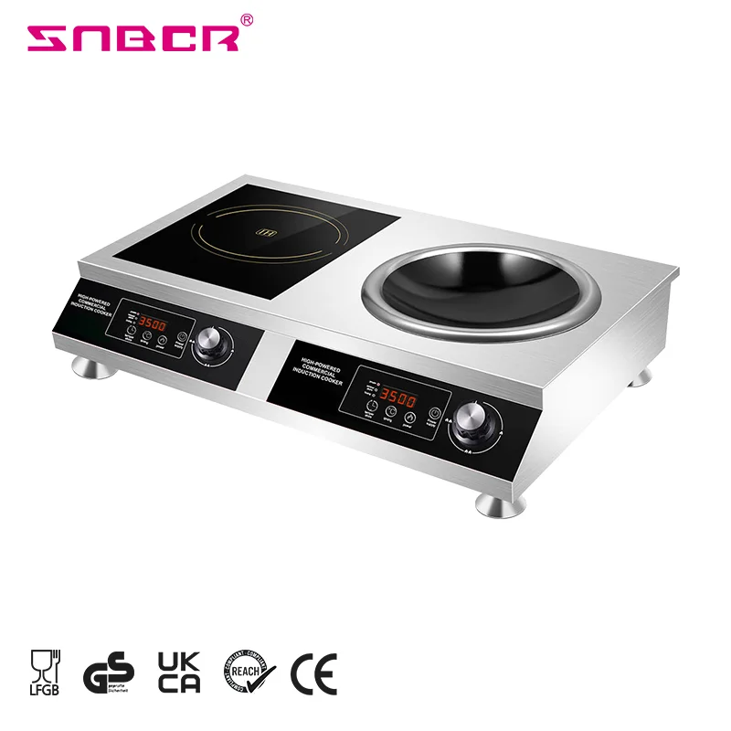 Double Burner Hobs 7000W Push Control Commercial Electric Induction Stove Cooker
