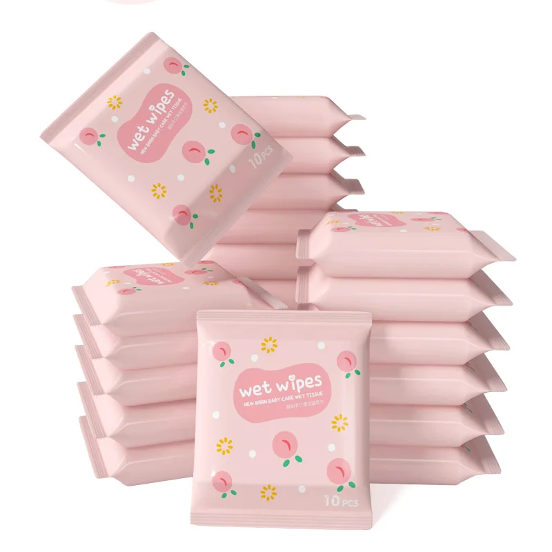 Custom Baby Wipe 10pcs Disposable Face Hand baby Soft Cotton Cleansing Organic Wipes