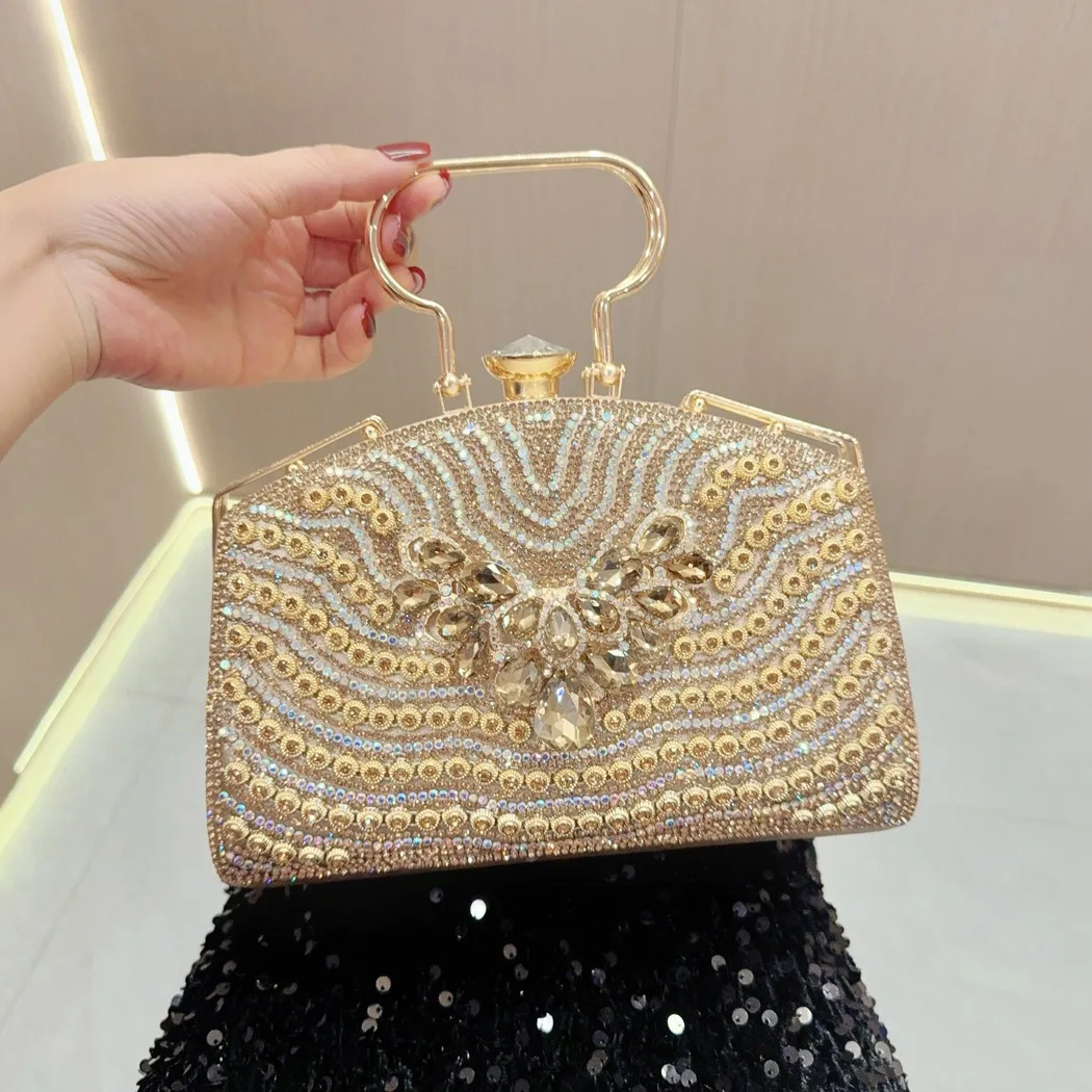 Wholesale Handmade Rhinestone Purse Woman Handbag Clutch Bags Retro Evening Bag for Ladies