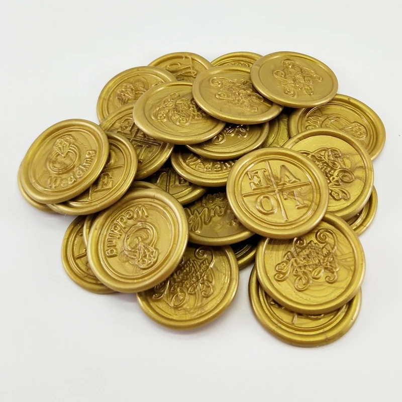 Custom Logo Faux Wax Seals Tag Luxury Peel Stamp Stickers for Wedding Invitations Resin and Metal for Office Sealing