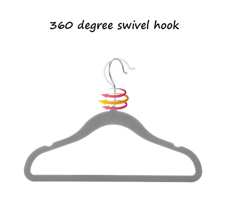 2022 Nonslip 360 Swivel Hook Velvet Children baby Hangers Kids Velvet Hangers for Cloths