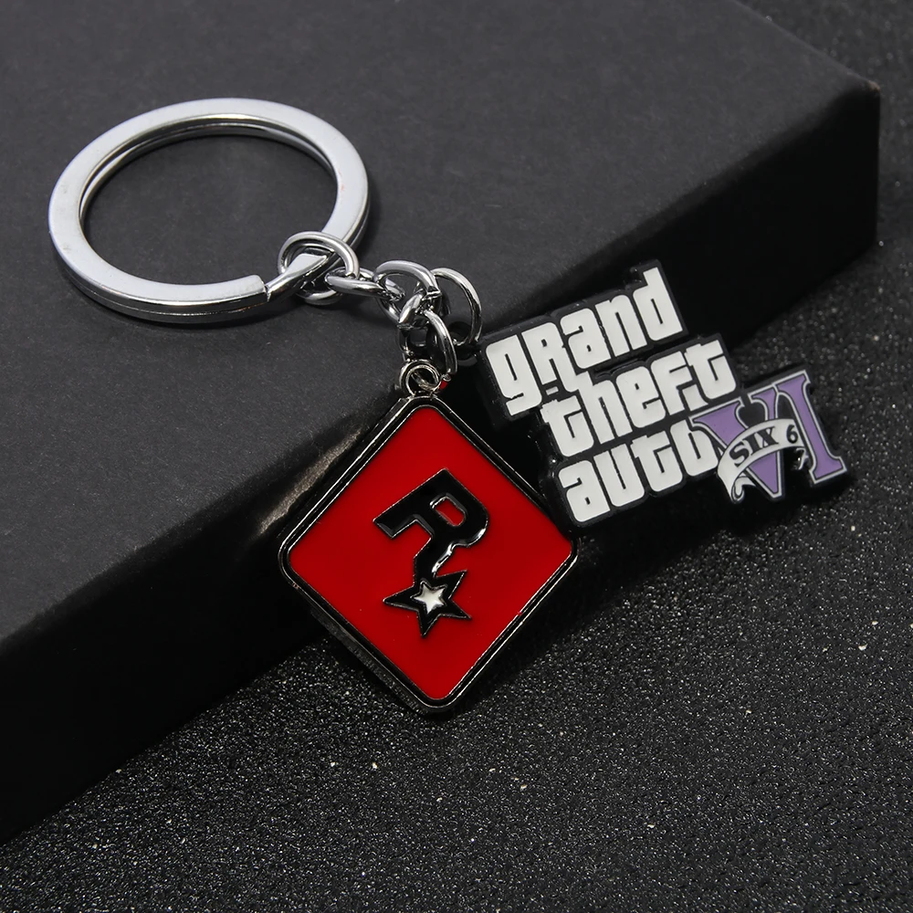Wholesale High Quality English Letters Car Metal Pendant Keychains for Car Keys Gta6 Game Style Keychains For Men