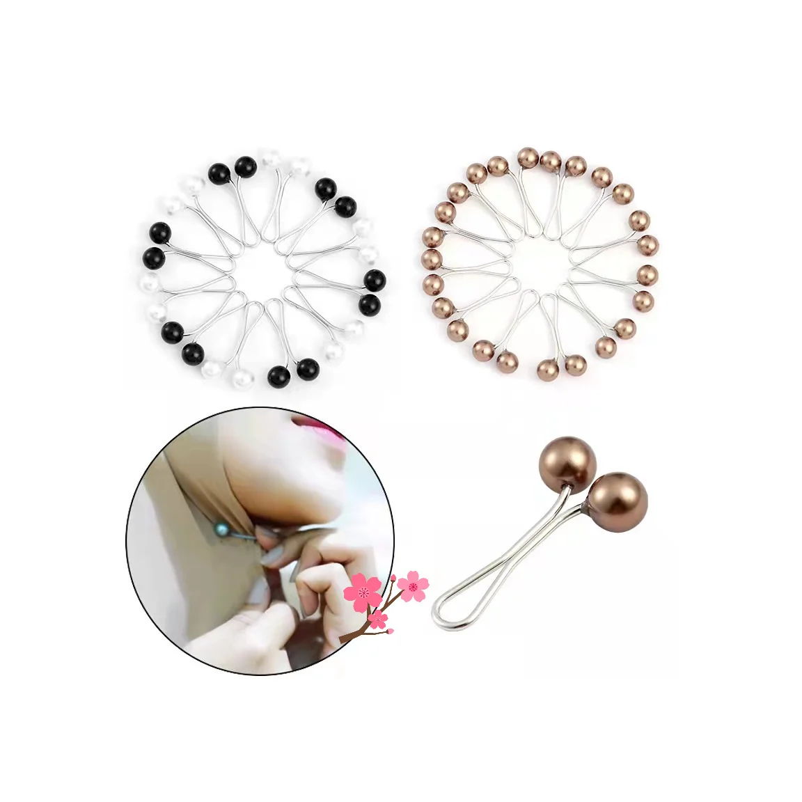 Hot Saling Muslim Scarf Shawl Hijab Pins Women Muslim Women Scarves Colorful U Clips