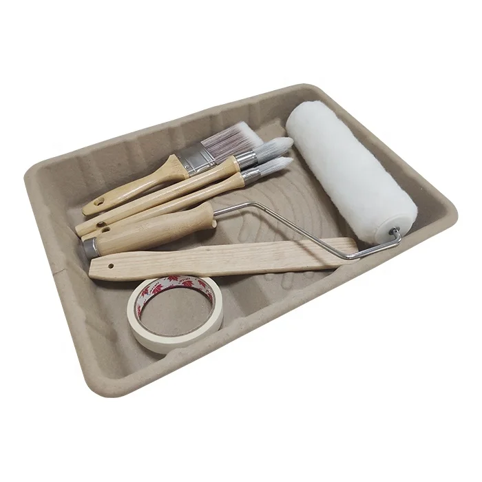 DIY Paint tools set accessories Palette bagasse paper material pattern paint roller tray decorative paint roller brushes