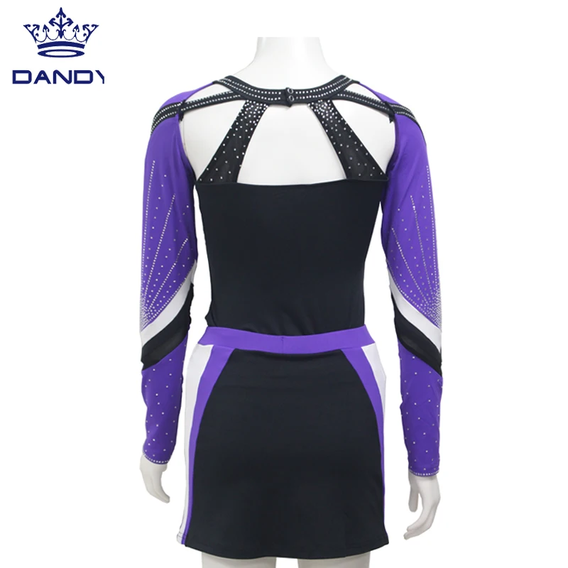 Custom cheerleading dance costume high quality AB crystal youth cheerleading uniform