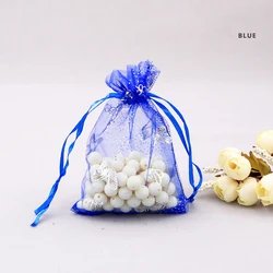 Wholesale 9x12 cm Small Transparent Drawstring Gift Bag Pouches Mesh Jewelry Packaging Silver Butterfly Organza Bags