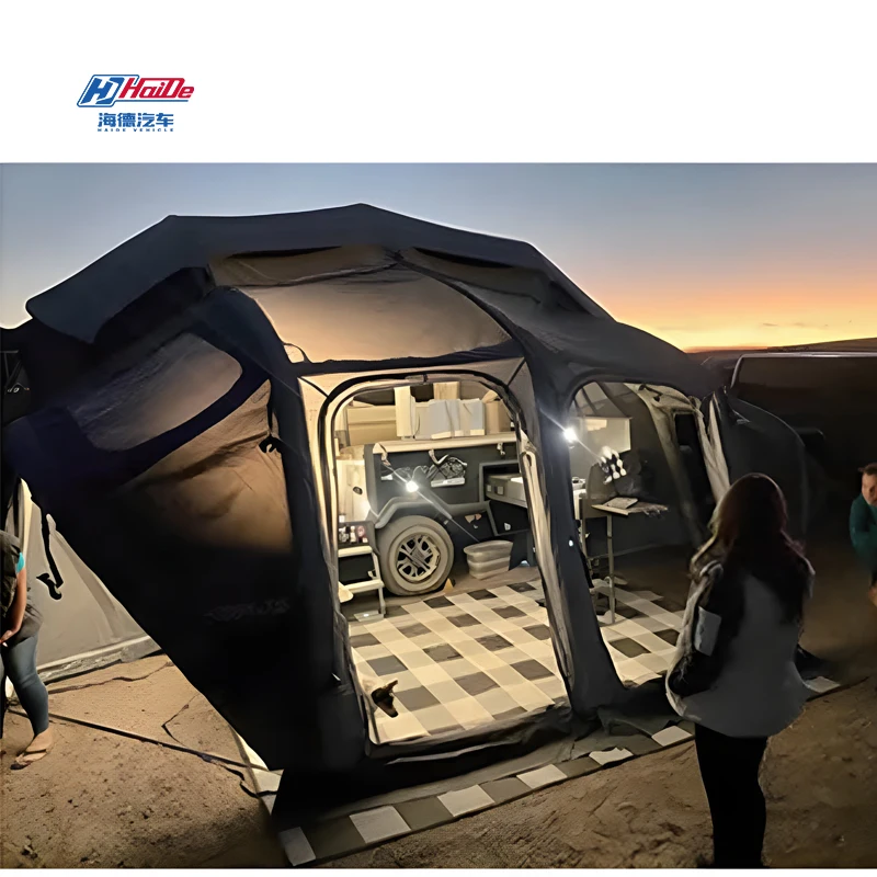 Contemporary off-road double fold demountable caravan camper trailer Travel Trailers Small Caravan with Tent and Kitchen