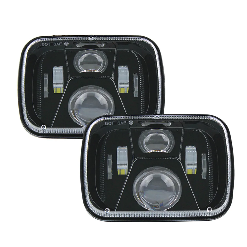 12/24V Led Square Headlight For Trucks DOT High Low Beam Car Led Headlight 55W bright car headlamp for pickup accessories