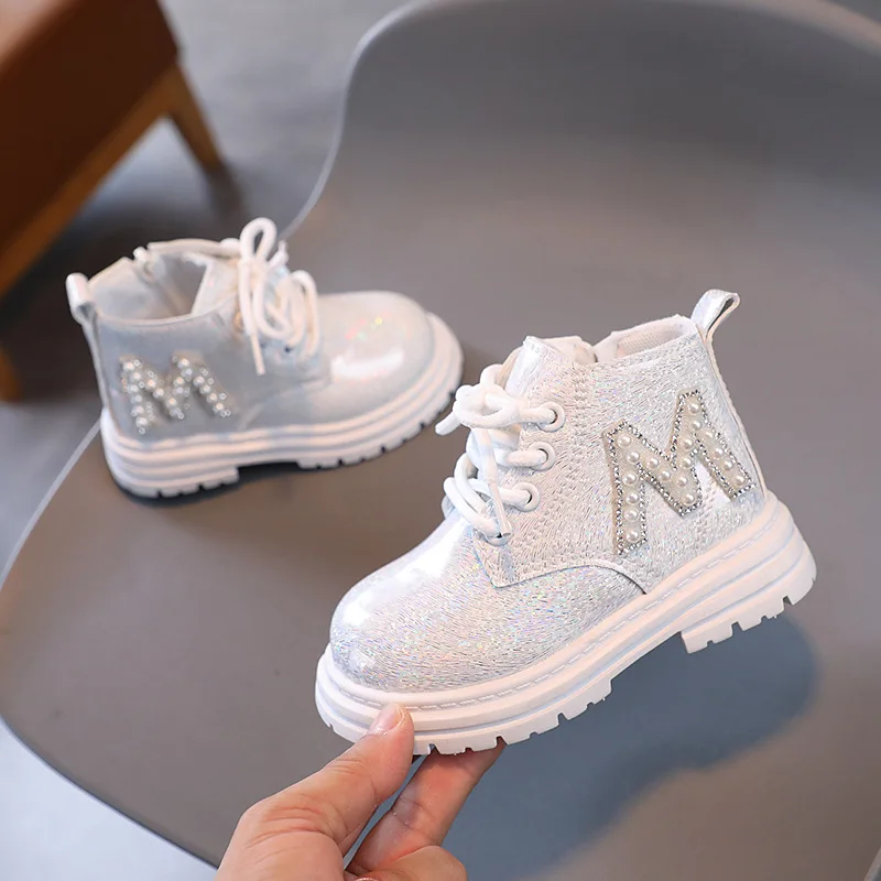 Kids Boots,Children New Winter Children Shoes Pu Leather Waterproof Plush Boots For Girl