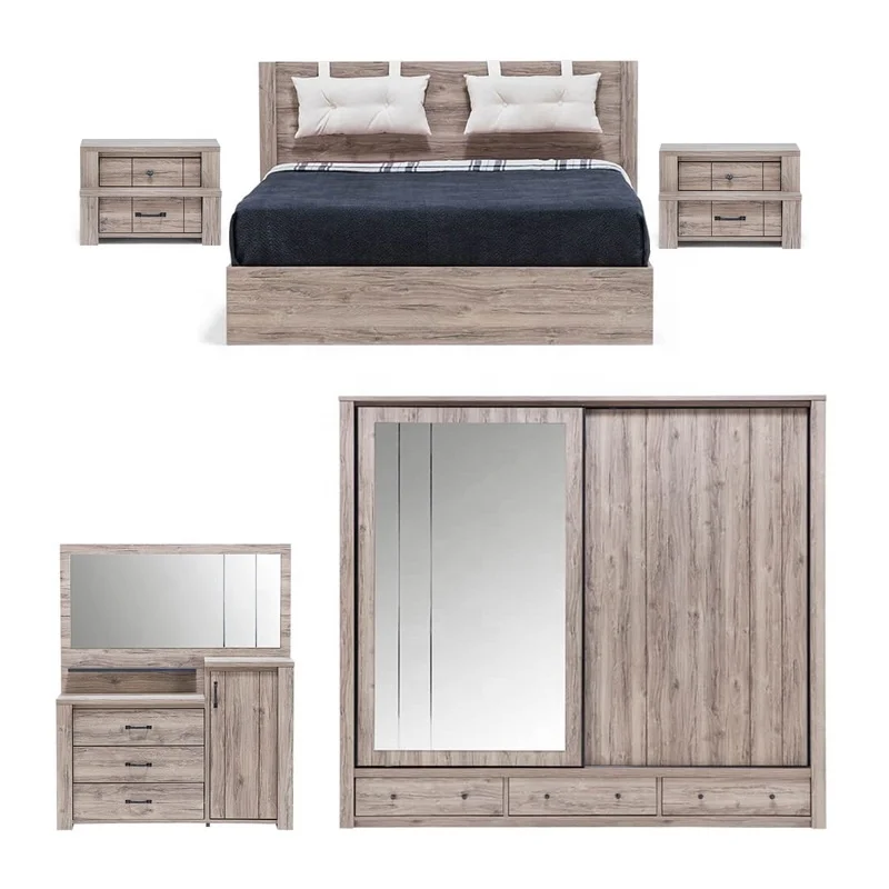 
Hotel Hygien Wardrobe Dreser Mirror Storage Bed Night Stand bedside cabinet Bedroom Set Modern style home furnitur (iDER Limyra) 