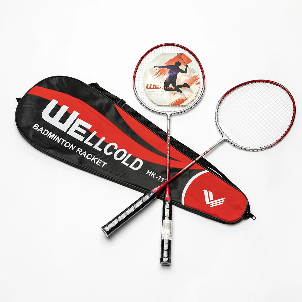 Factory custom wholesale Amateur Junior 2 packs/set steel shaft badminton rackets Racquet