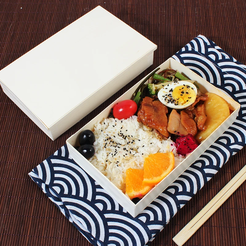 Microwave Safe Disposable Wooden Compartment Foldable Takeaway Fast Food Packaging Containers Meal Tiffin Lunch Meal Box