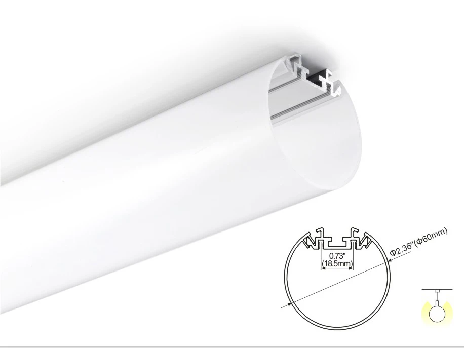 Прозрачный Алюминиевый профиль диффузора SMD2835 SMD5050 алюминиевый с круглым слотом для светодиодной