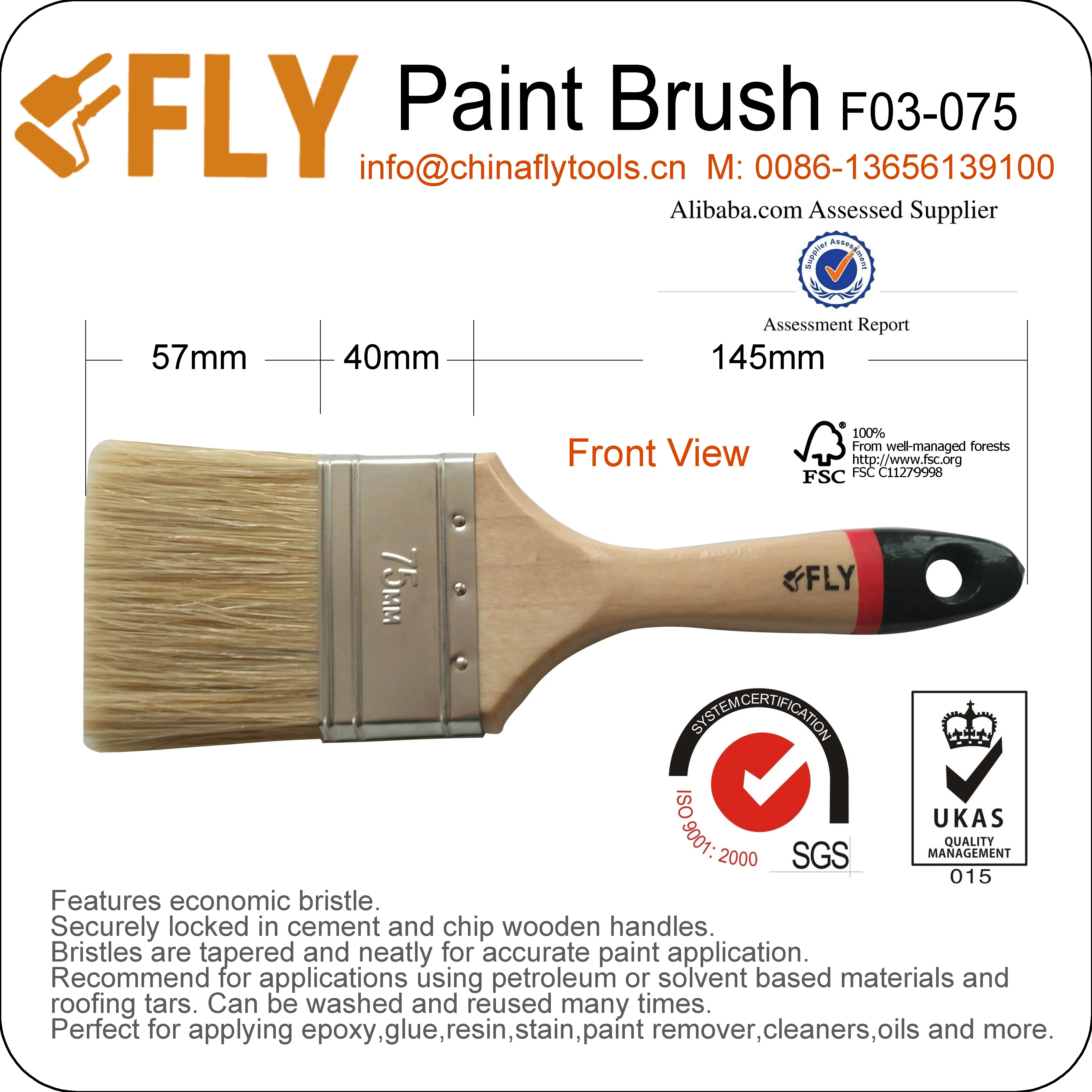 Made in China Good Quality Bristle Paint Brush 75mm