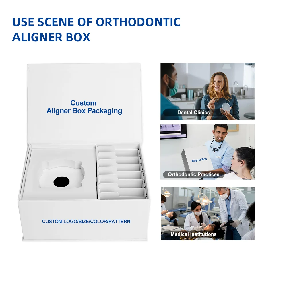 Customized Magnet Dental Clinics Clear Correct Braces Boxes Magnetic Aligner Box With Accessories
