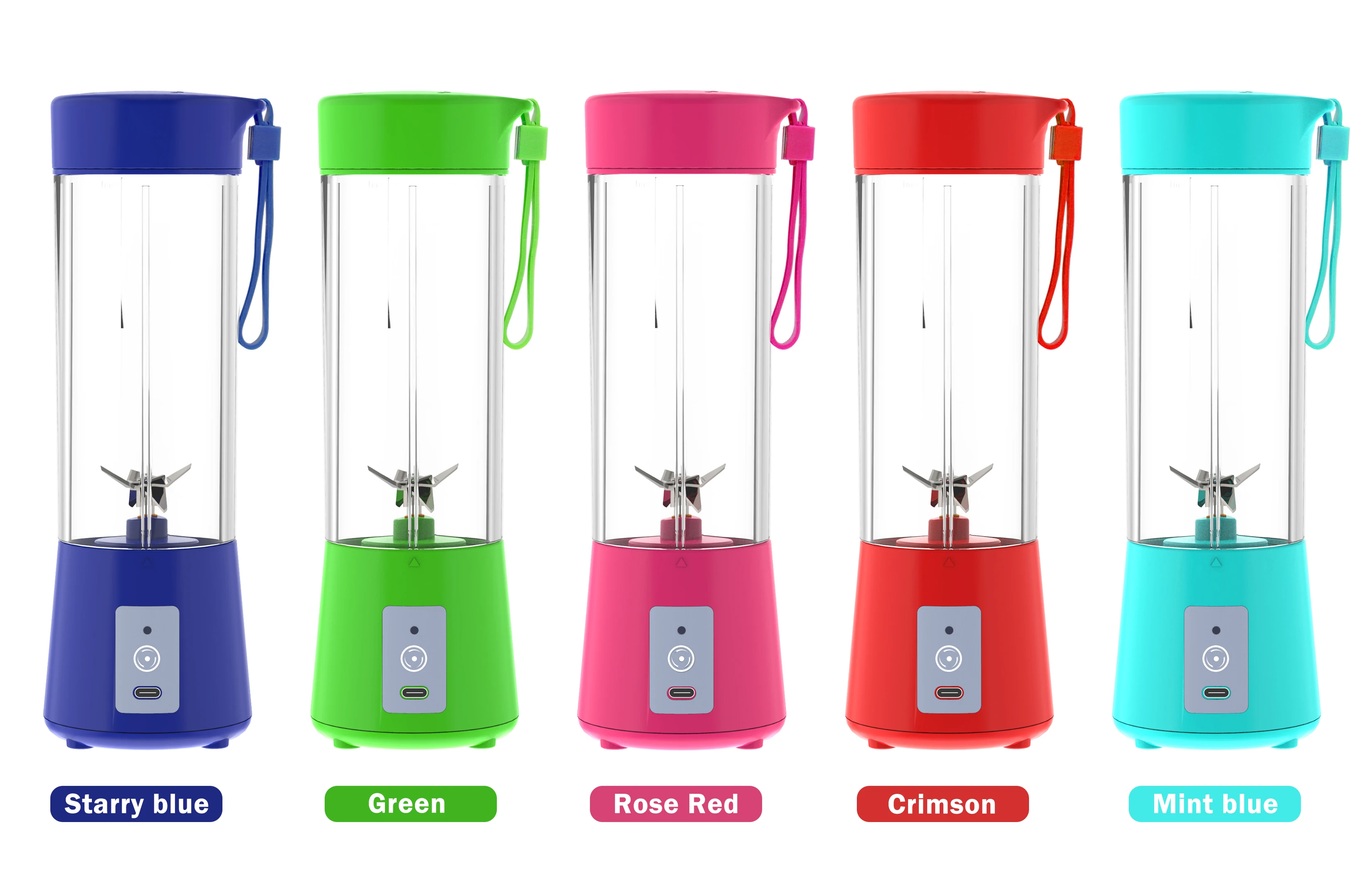 Customized logo portable blender juicer electric USB rechargeable mixer for fruit ice with 6 stainless-steel blades