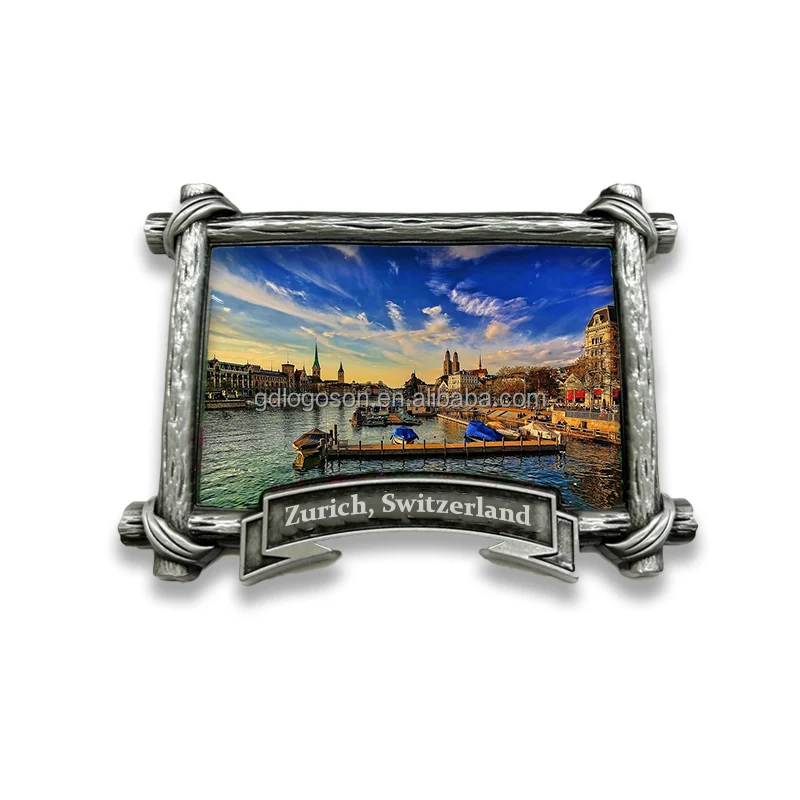 2024 New Gift Idea Antique Style Fridge Magnet Custom Print Zurich Switzerland Photo Frame Metal Magnets