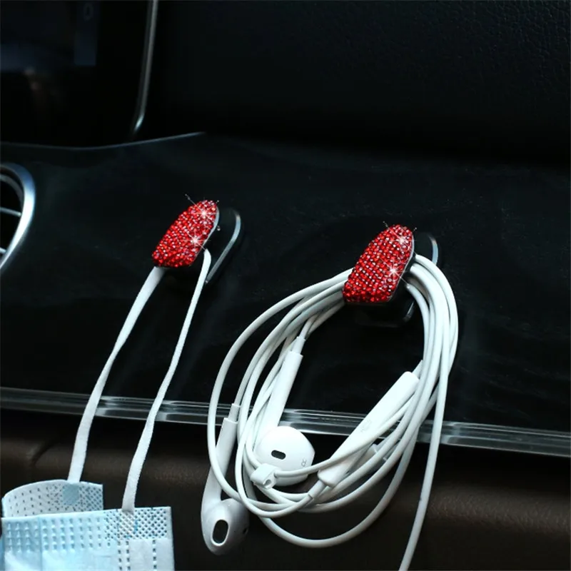 Mini Rhinestone Crystal Car Hooks Door Hanging Bag Home Wall Decorations Auto Ornaments Hook