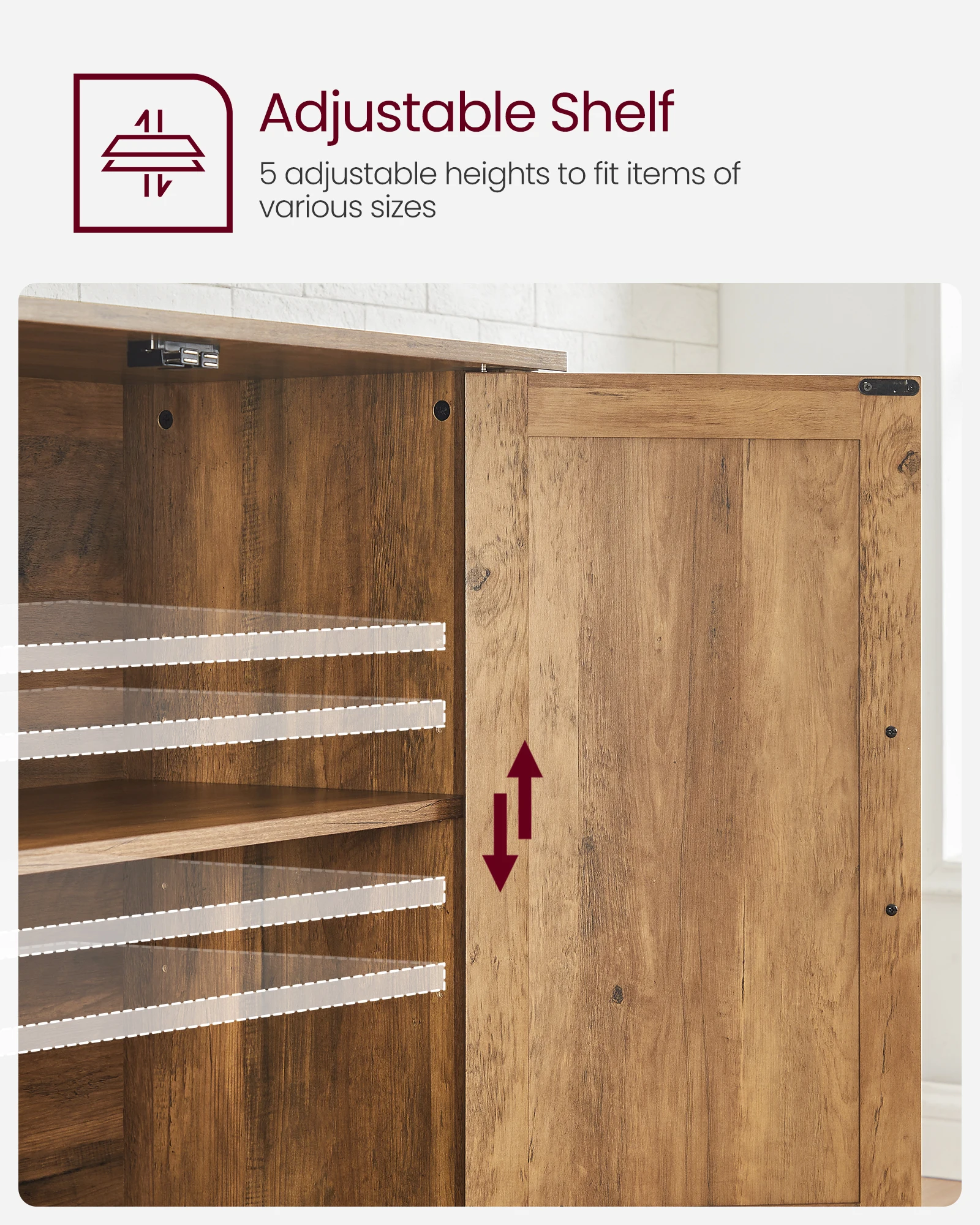 VASAGLE Kitchen Storage Cabinet with Adjustable Shelves Buffet Cabinet